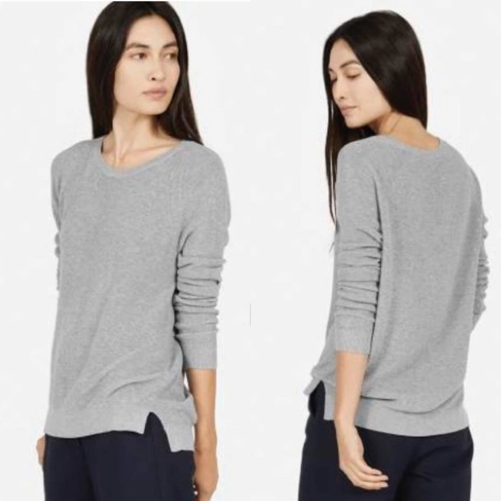 Everlane Sweater Womens XS Gray Cotton Crew Neck Long Sleeve Pullover Light